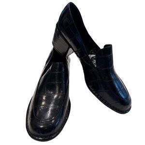 Vince Vero Cuoio Womens Black Loafers Croc Patent Leather Slip Size 8.5M